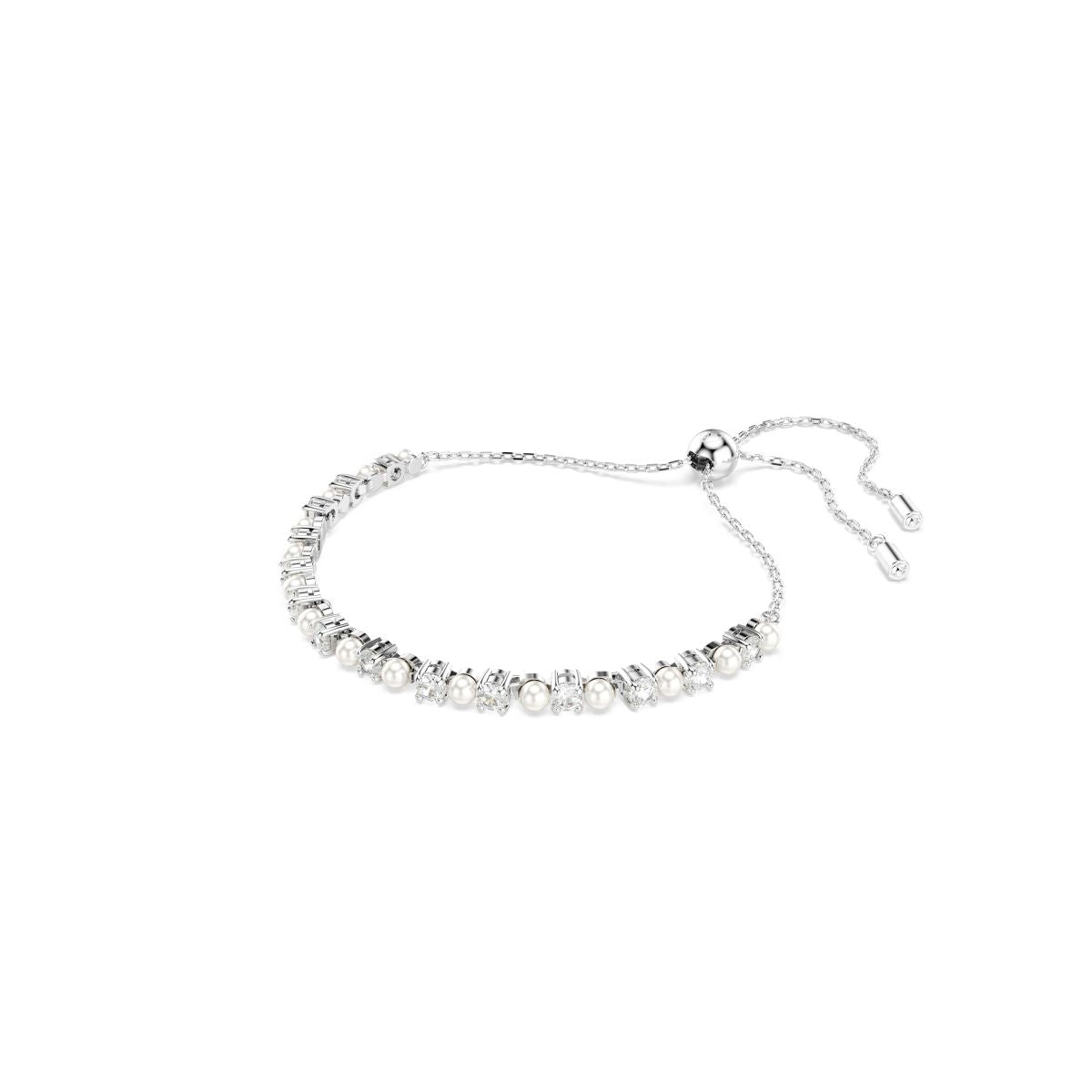 Matrix Armband, Kristallperle, Rundschliff, Weiß, Rhodiniert