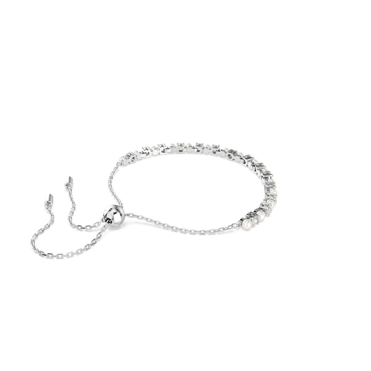 Matrix Armband, Kristallperle, Rundschliff, Weiß, Rhodiniert