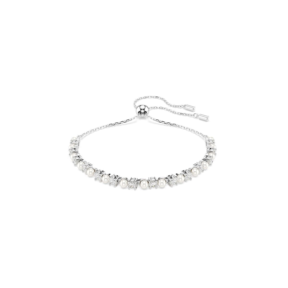 Matrix Armband, Kristallperle, Rundschliff, Weiß, Rhodiniert