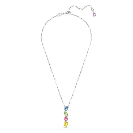 Gema Y-Anhänger, Verschiedene Schliffe, Mehrfarbig, Rhodiniert