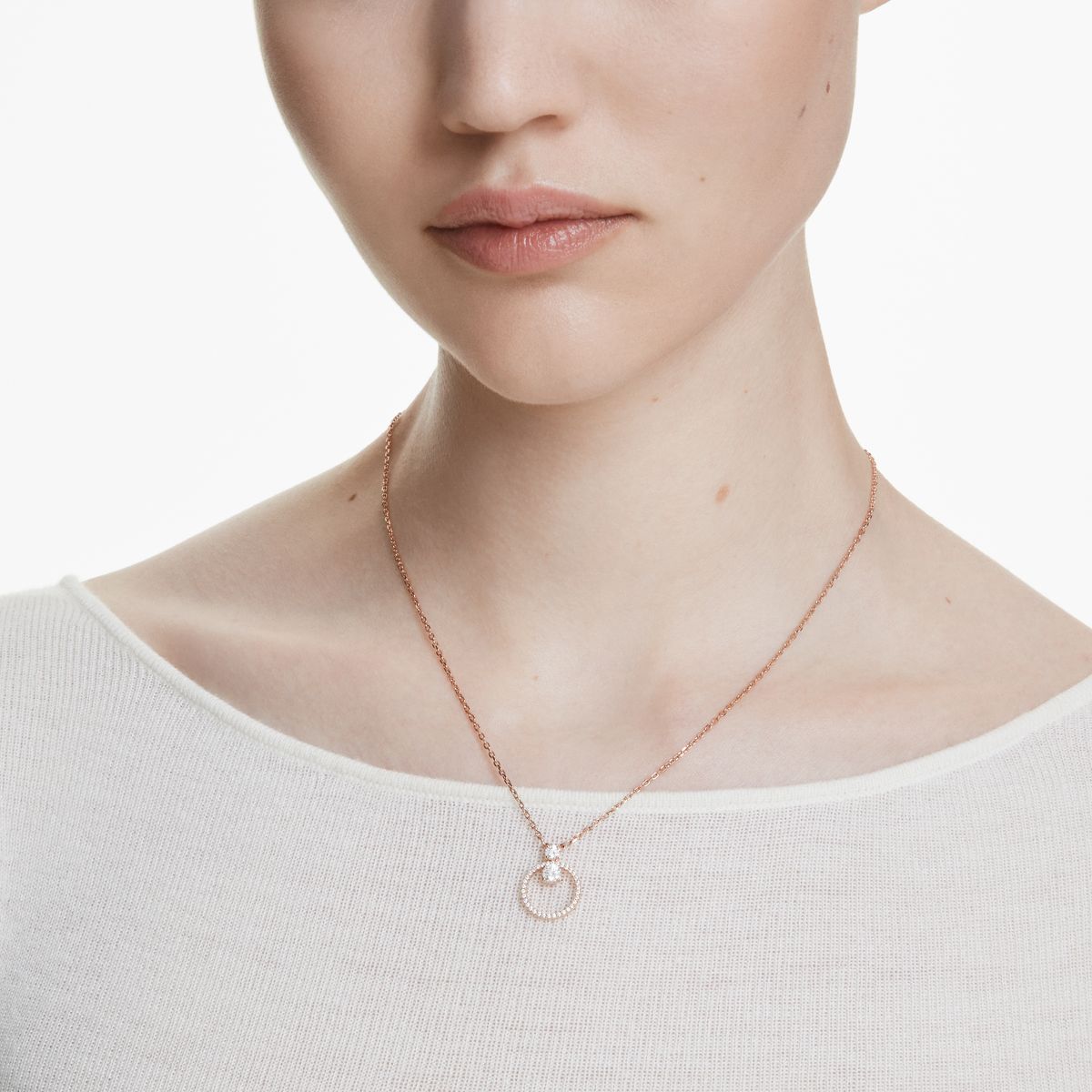 Constella Anhänger, Pavé, Rundschliff, Weiß, Roségold-Legierungsschicht