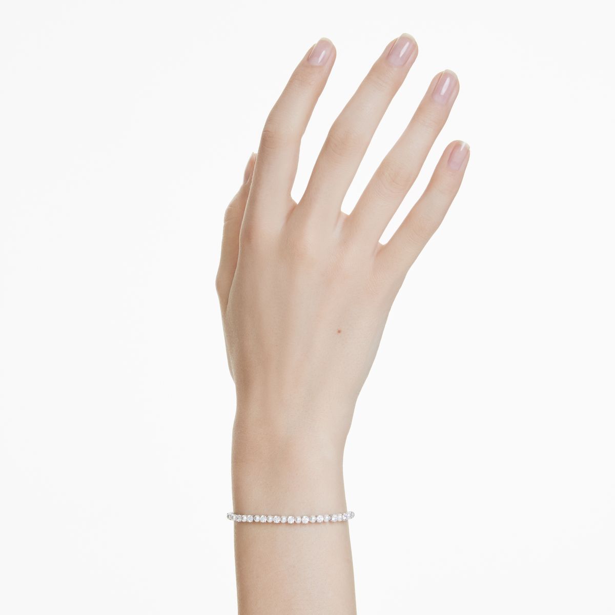 Matrix Armband, Kristallperle, Rundschliff, Weiß, Rhodiniert
