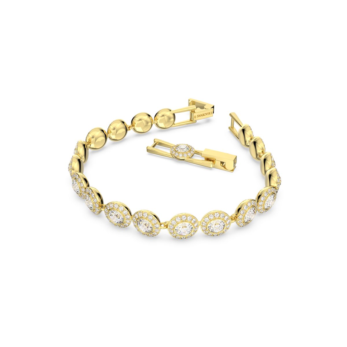 Una Angelic Tennis Armband, Rundschliff, Pavé, Mittel, Weiß, Goldlegierungsschicht