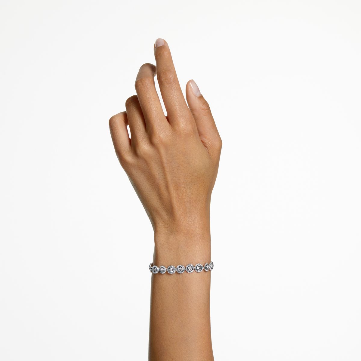 Una Angelic Tennis Armband, Rundschliff, Pavé, Klein, Weiß, Rhodiniert