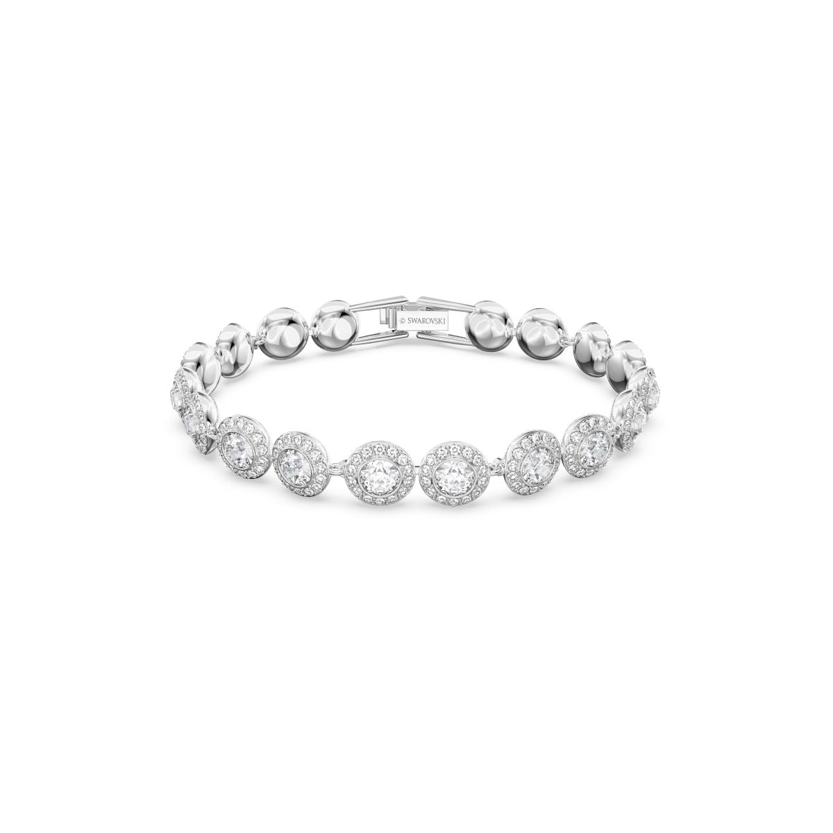 Una Angelic Tennis Armband, Rundschliff, Pavé, Klein, Weiß, Rhodiniert