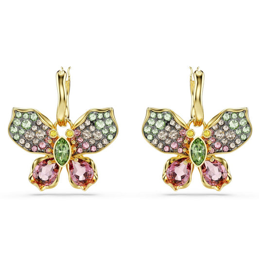 Idyllia Drop-Ohrhänger, Verschiedene Schliffe, Pavé, Schmetterling, Mehrfarbig, Metallmix