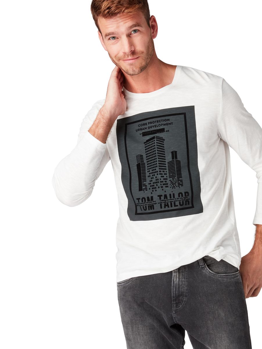 Langarmshirt mit Brustprint