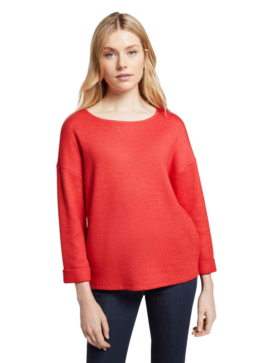 Meliertes Sweatshirt mit 3/4-Arm