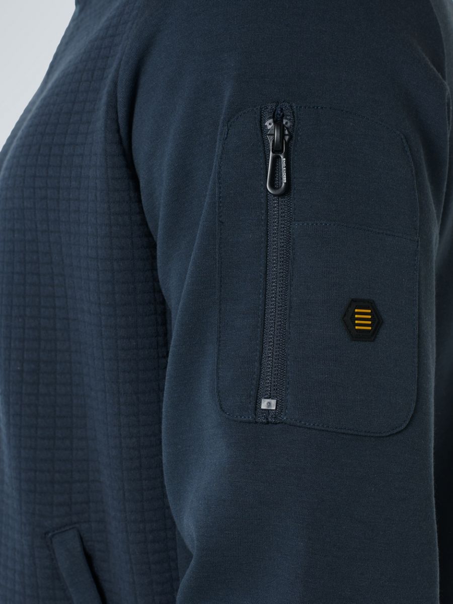 Sweater Full Zip High Neck Square Jacquard Recycled