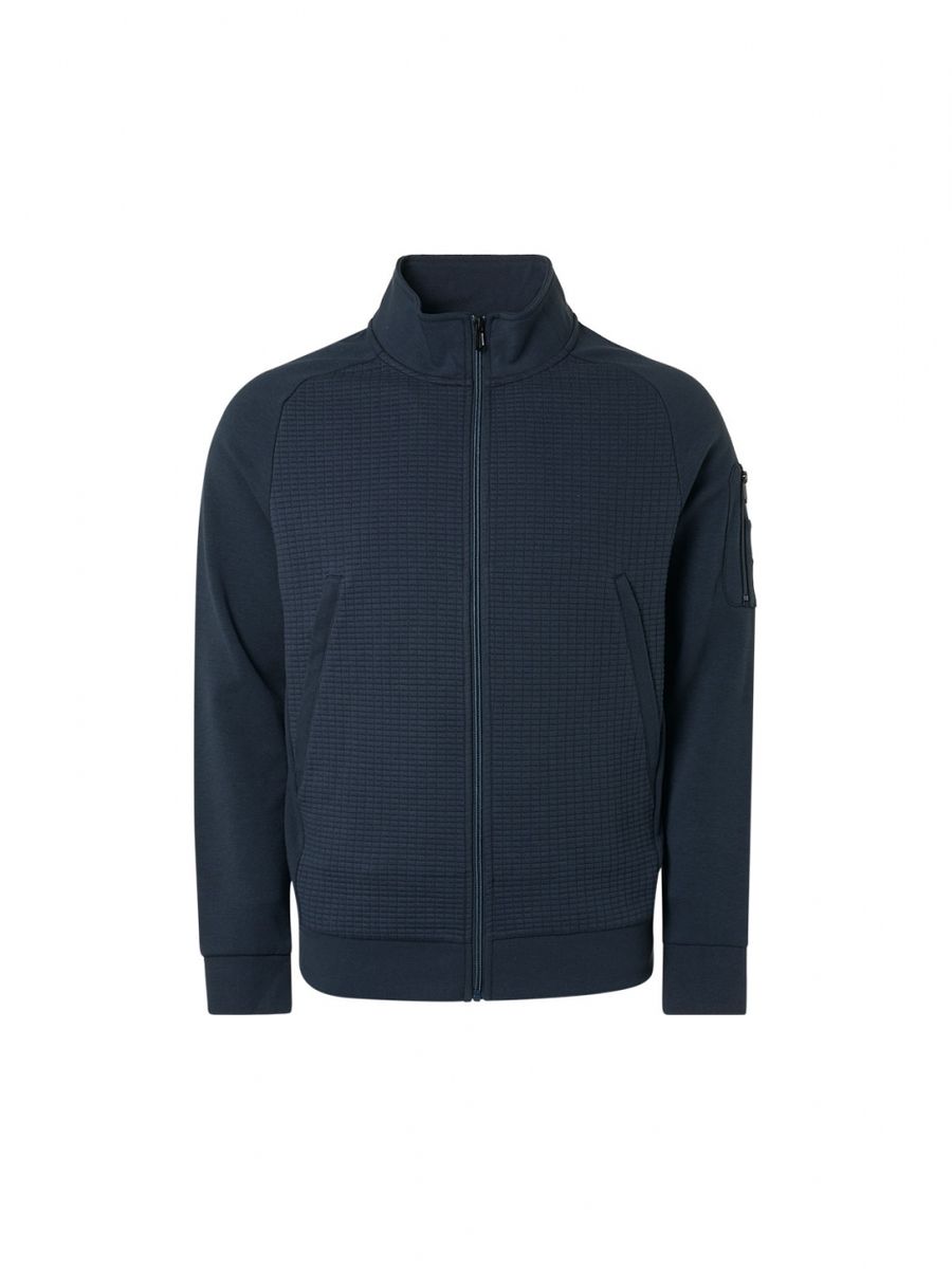 Sweater Full Zip High Neck Square Jacquard Recycled