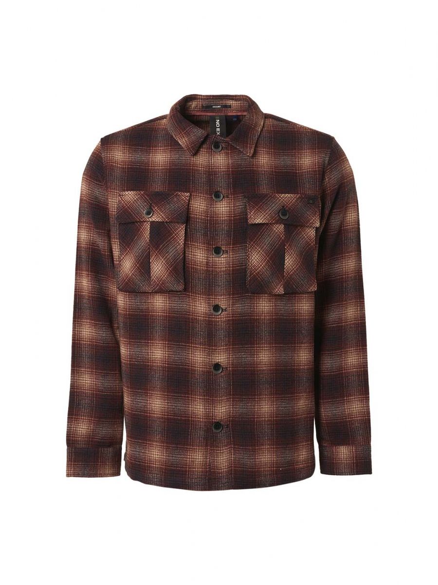Overshirt Button Closure Check With Wool