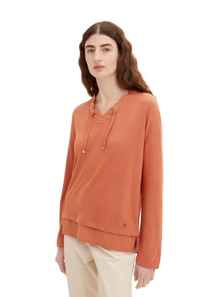 Langarmshirt mit V-Ausschnitt