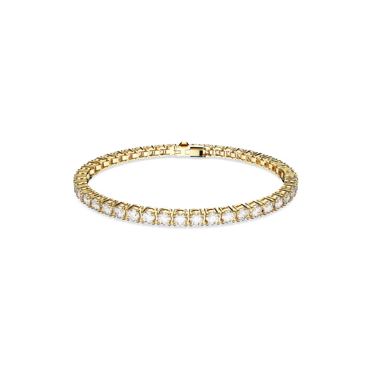 Matrix Tennis Armband, Rundschliff, Weiß, Goldlegierungsschicht