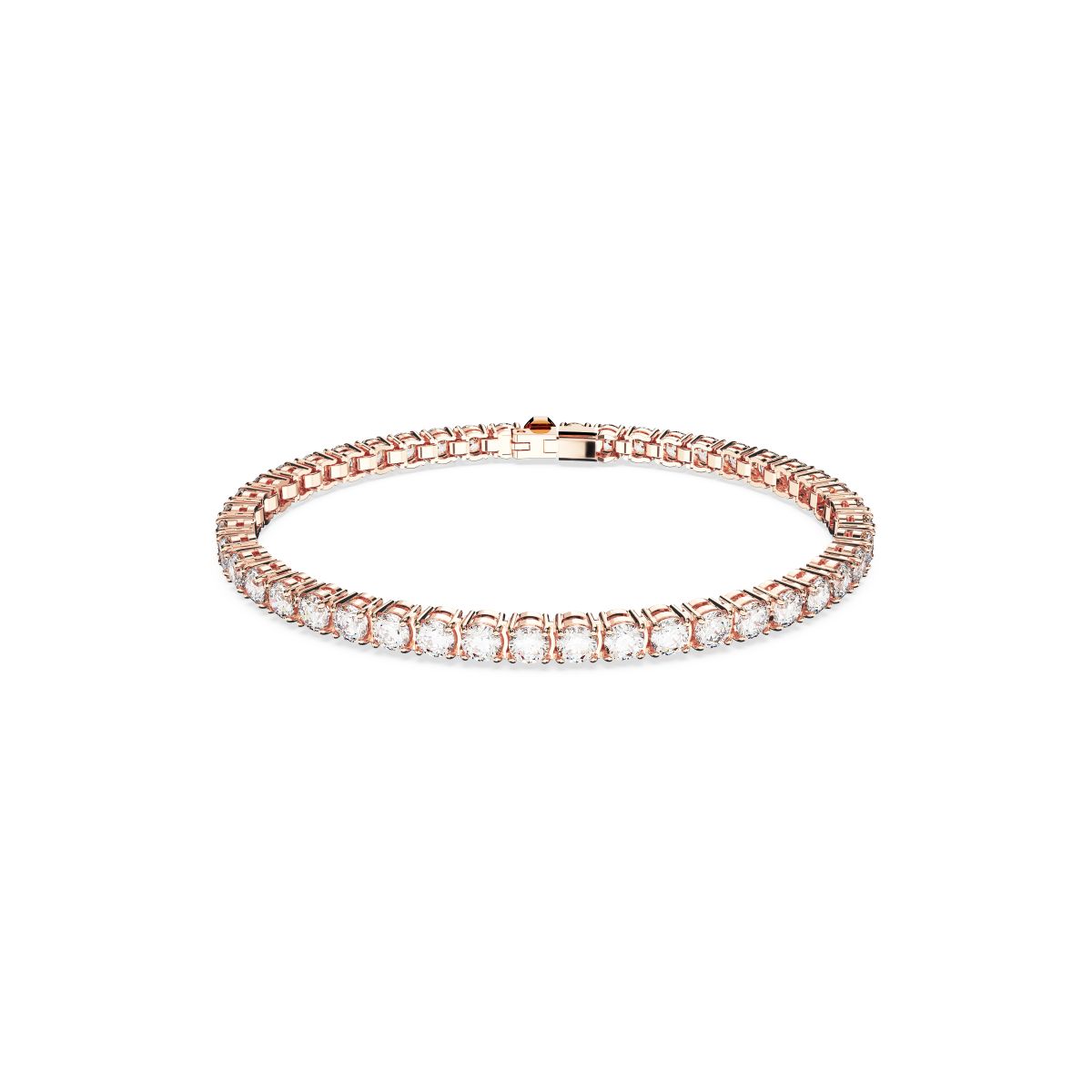 Matrix Tennis Armband, Rundschliff, Weiß, Roségold-Legierungsschicht