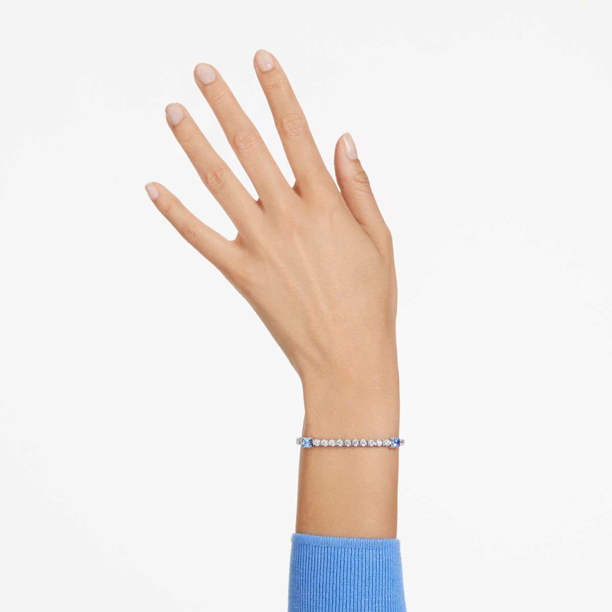 Matrix Tennis Armband, Verschiedene Schliffe, Blau, Rhodiniert