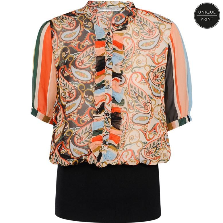 Top ruffles paisley print viscose