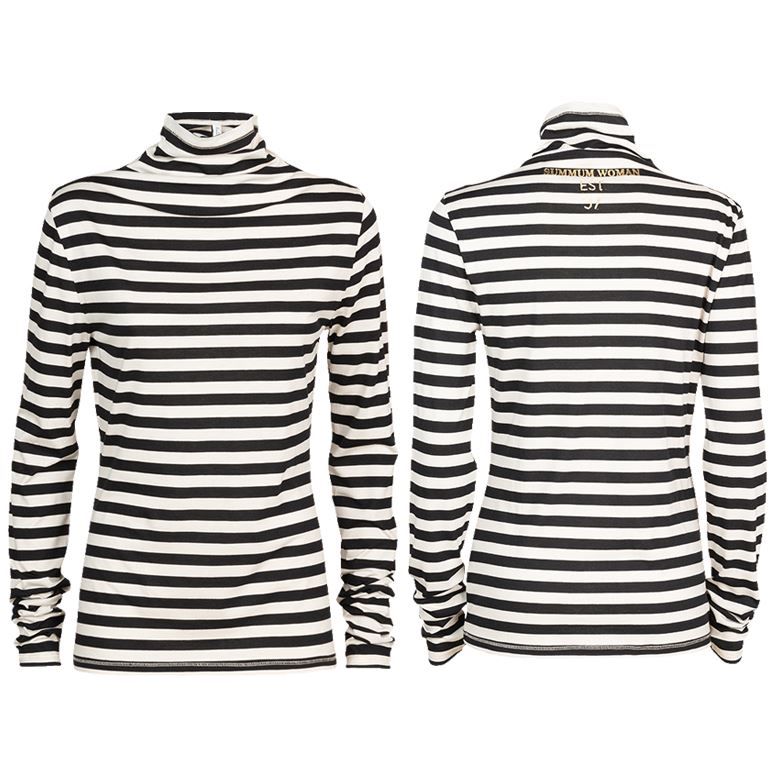 Top long slv sheer stripe