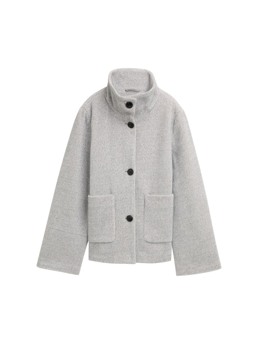 Jacquard Wolljacke mit Stehkragen