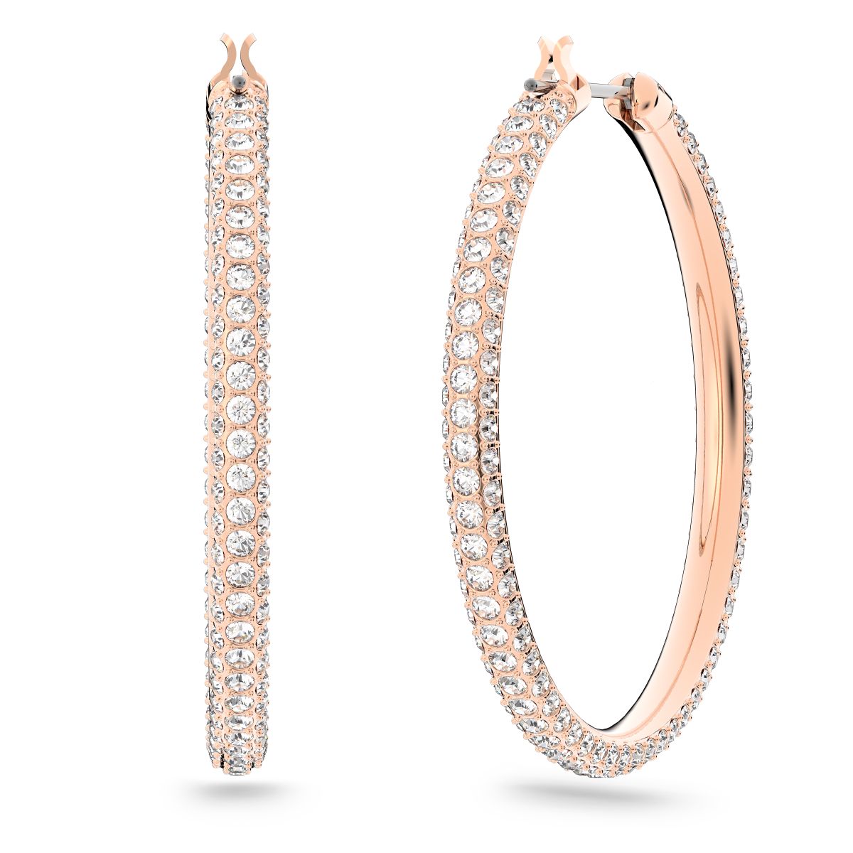 Dextera Kreolen, Pavé, Groß, Weiß, Roségold-Legierungsschicht