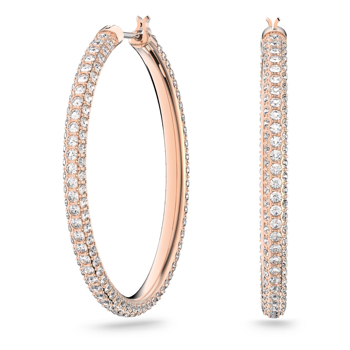 Dextera Kreolen, Pavé, Groß, Weiß, Roségold-Legierungsschicht