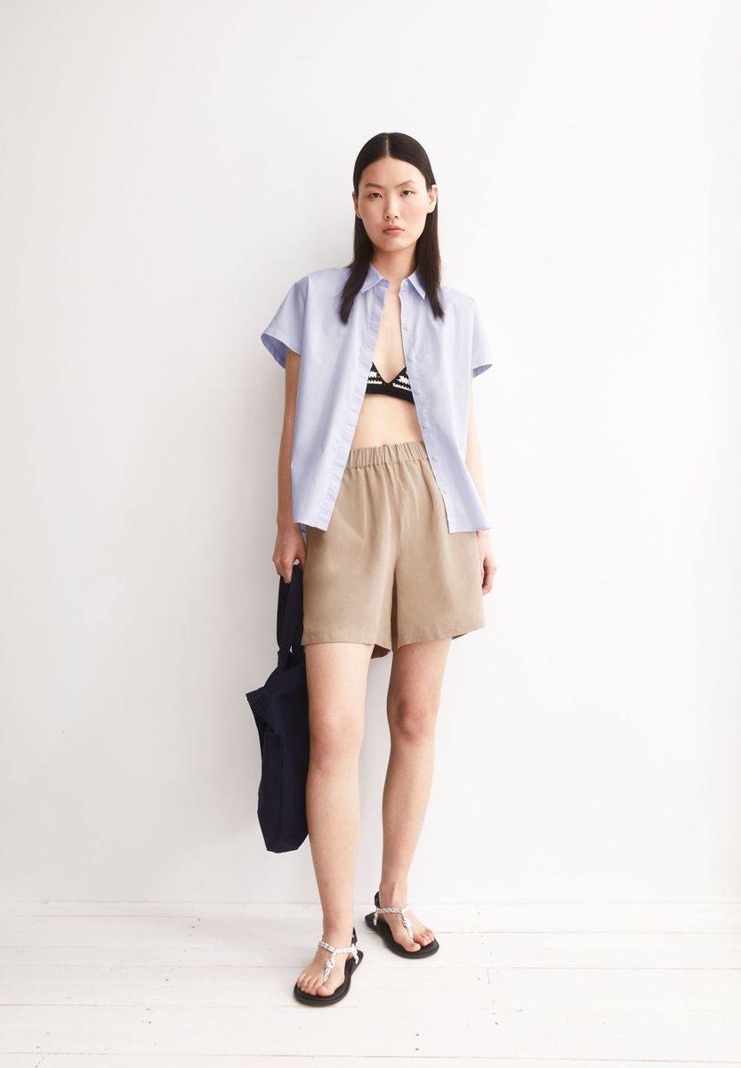 LINEN BLEND PULL ON SHORT