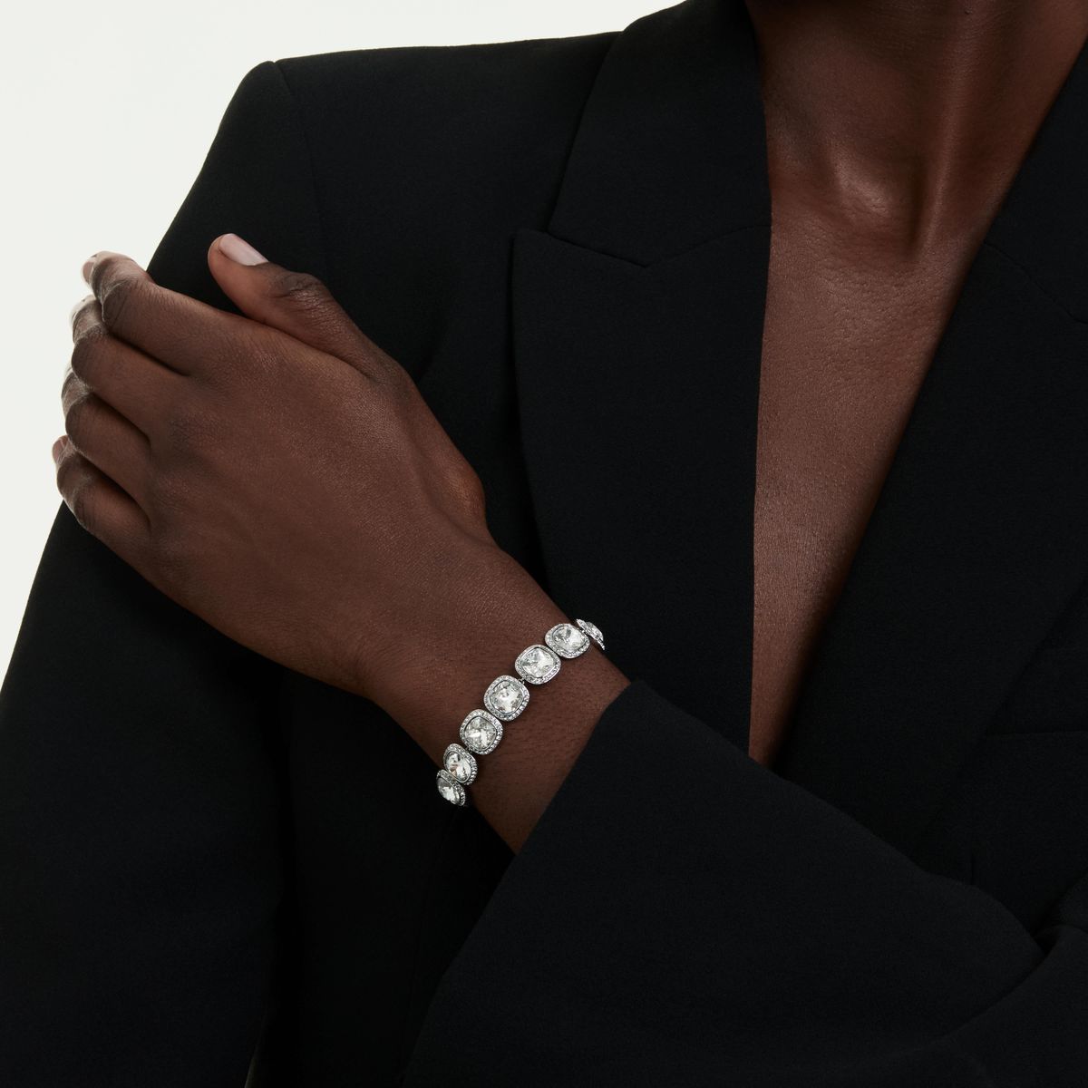 Una Angelic Armband, Kissenschliff, Weiß, Rhodiniert