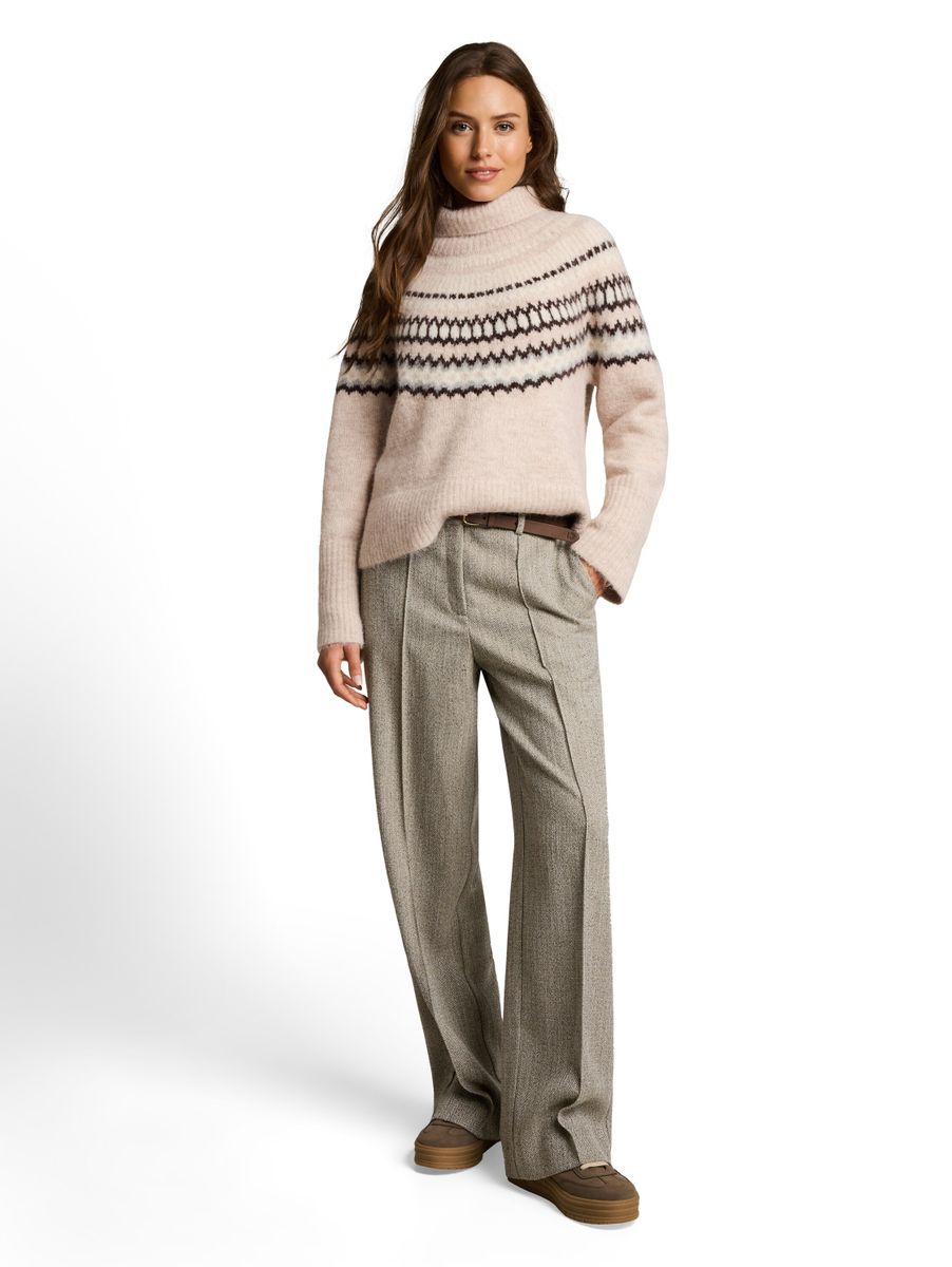 Wide Leg Hose mit Fischgrätmuster
