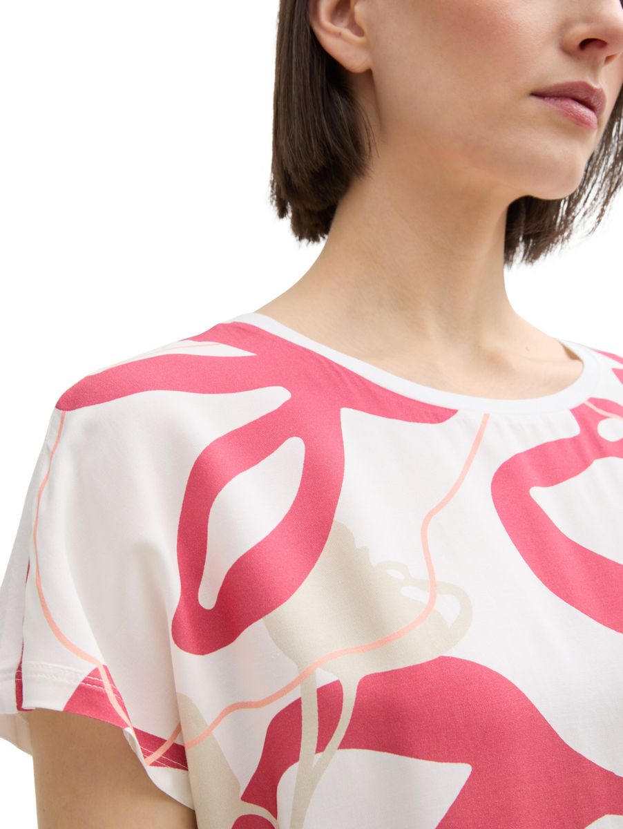 T-Shirt im Material-Mix