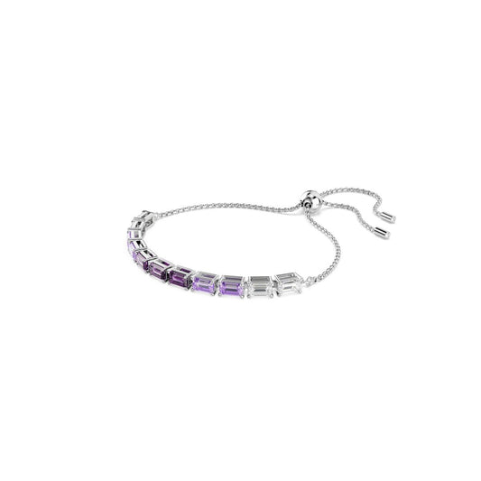 Matrix Armband, Baguette-Schliff, Violett, Rhodiniert