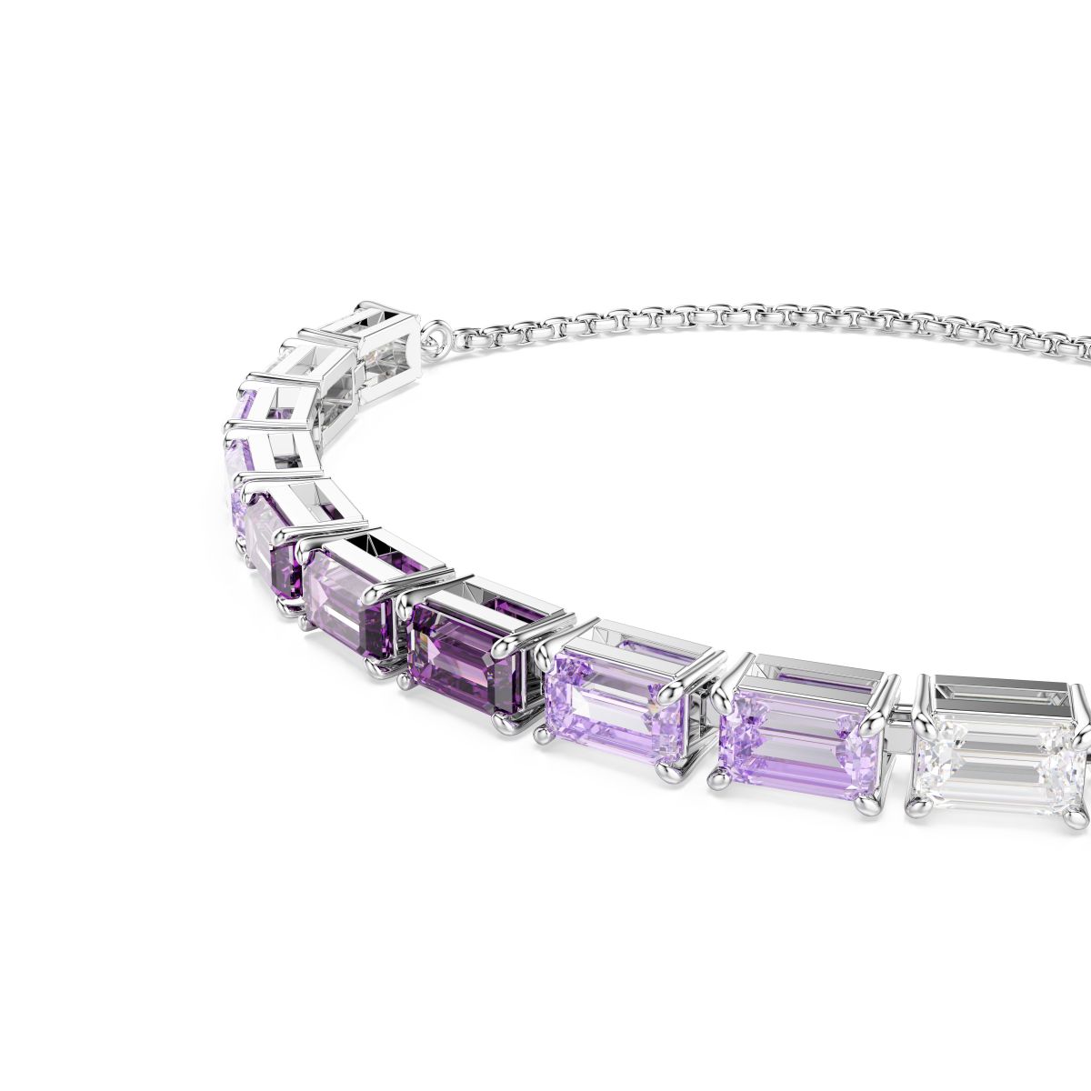 Matrix Armband, Baguette-Schliff, Violett, Rhodiniert