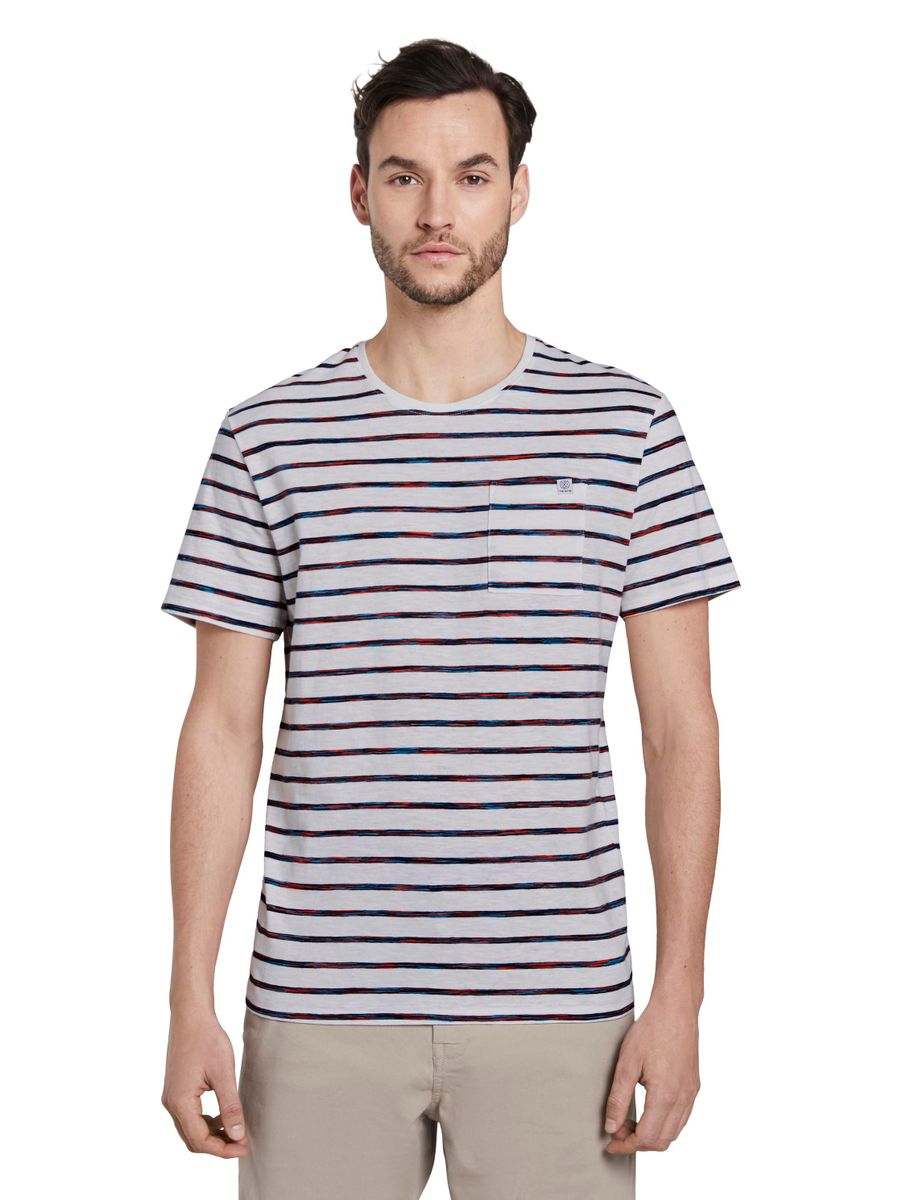 Gestreiftes T-Shirt mit Brusttasche