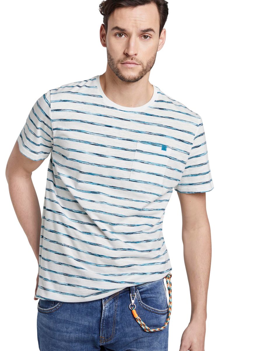 Gestreiftes T-Shirt mit Brusttasche