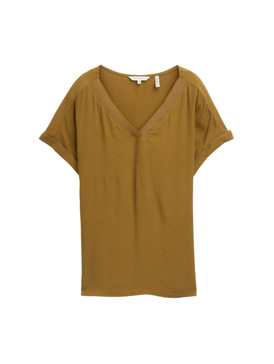 Loose Fit Bluse mit V-Ausschnitt