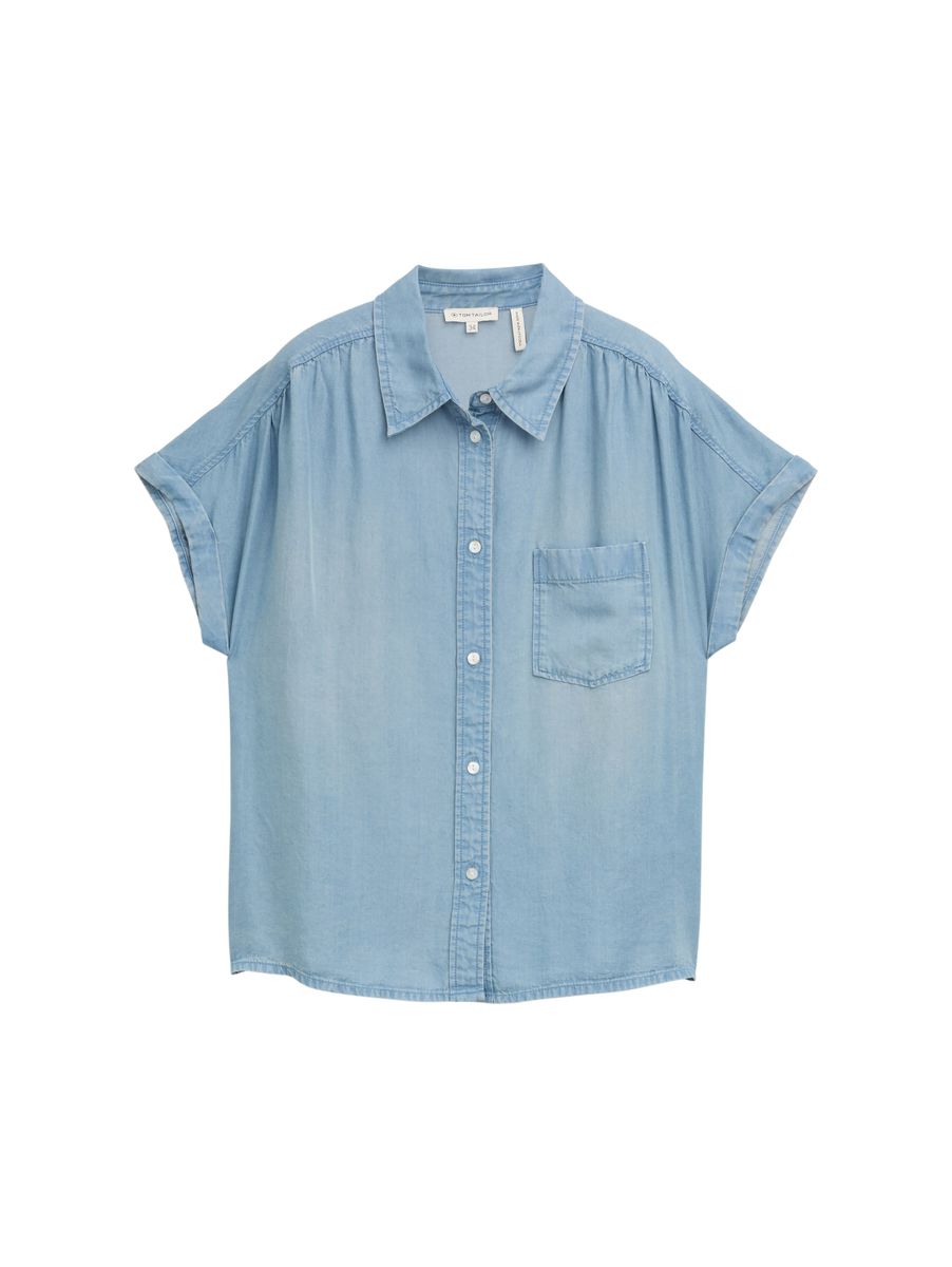 Denim Bluse mit Brusttasche