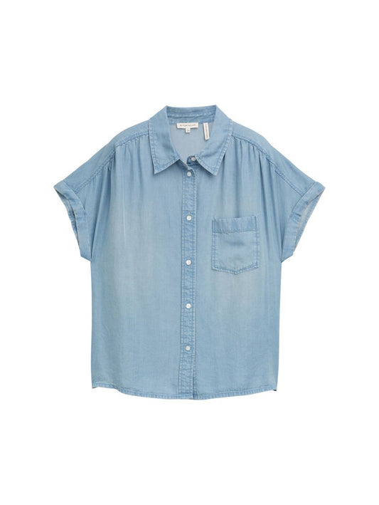 Denim Bluse mit Brusttasche