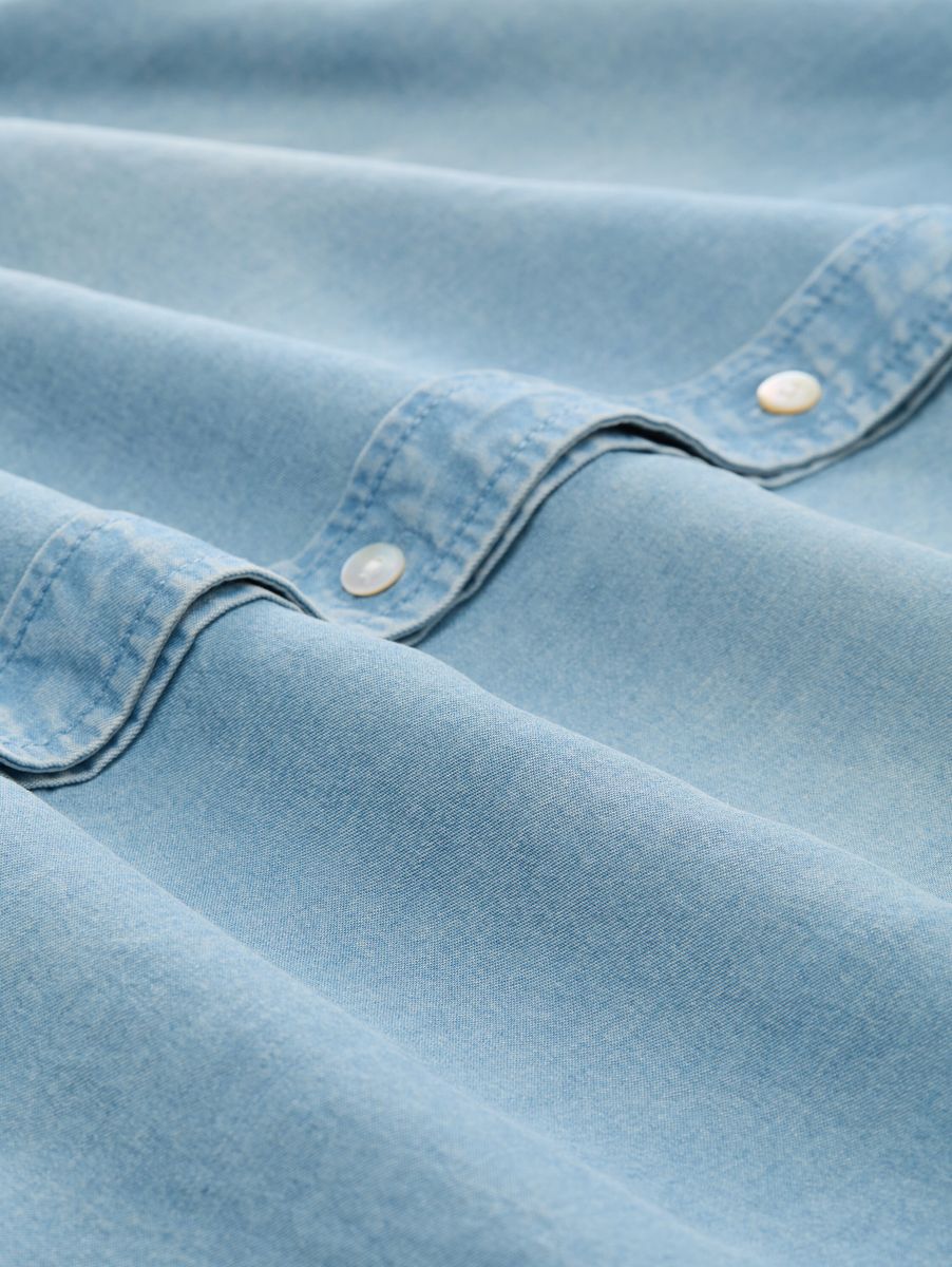 Denim Bluse mit Brusttasche