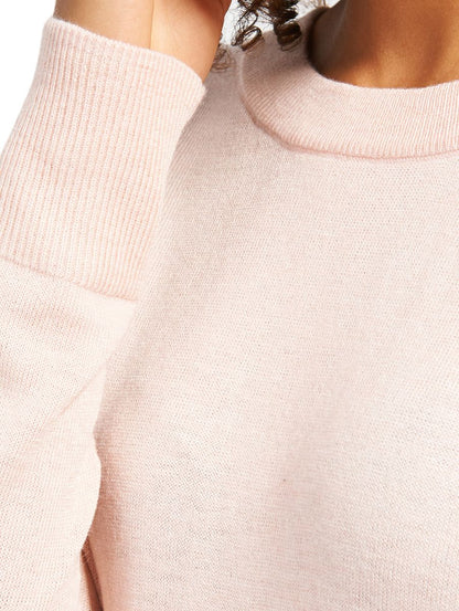 Pullover uni 1/1 round-neck - 5466/rose smoke