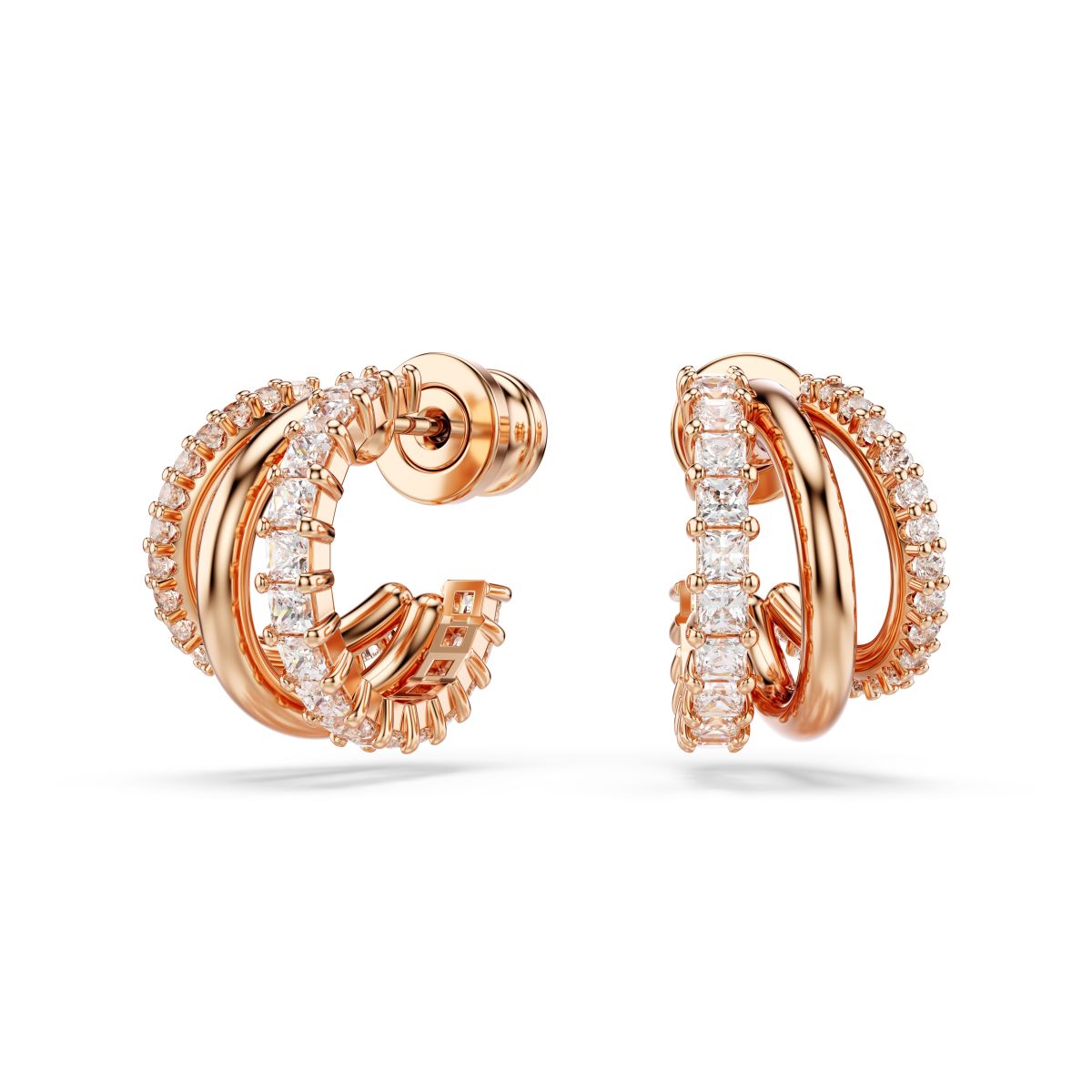 Hyperbola Kreolen, Verschiedene Schliffe, Mini, Weiß, Roségold-Legierungsschicht