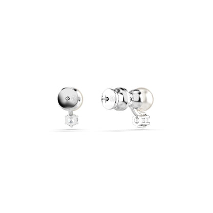 Matrix Ohrstecker, Kristallperle, Rundschliff, Weiß, Rhodiniert