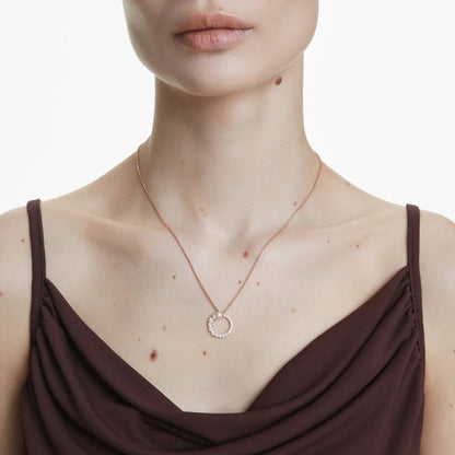 Matrix Anhänger, Kristallperle, Rundschliff, Weiß, Roségold-Legierungsschicht