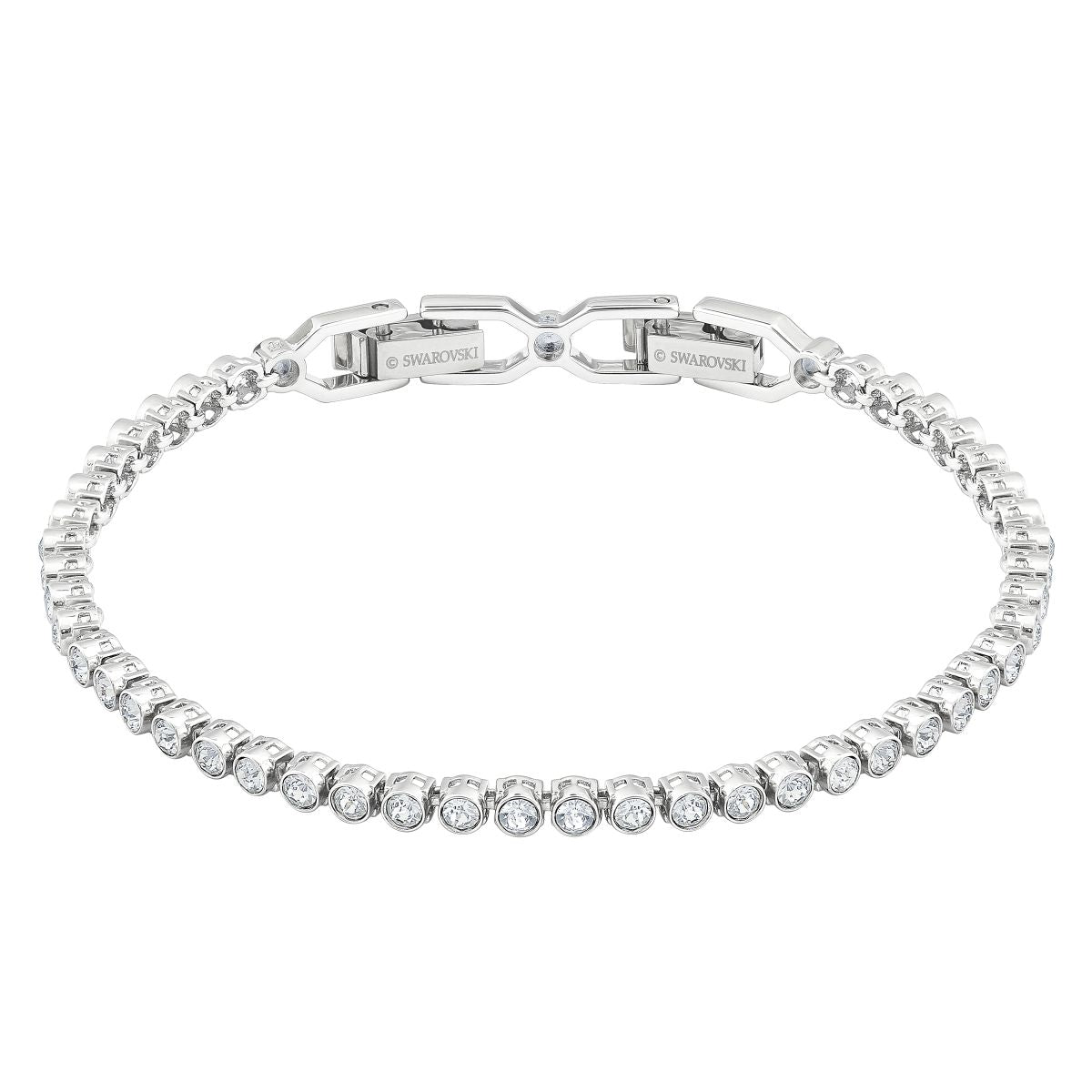 Imber Emily Tennis Armband, Rundschliff, Weiß, Rhodiniert