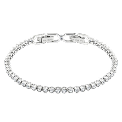 Imber Emily Tennis Armband, Rundschliff, Weiß, Rhodiniert