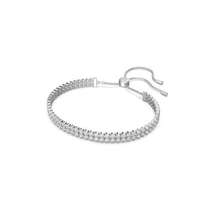 Matrix Tennis Armband, Rundschliff, Weiß, Rhodiniert