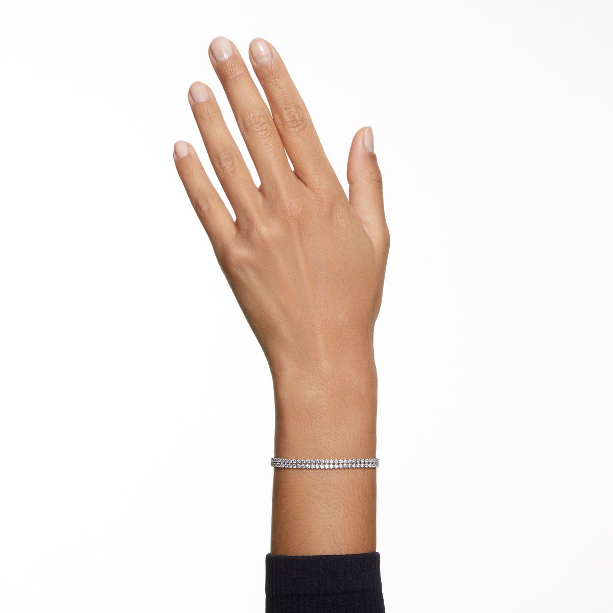 Matrix Tennis Armband, Rundschliff, Weiß, Rhodiniert