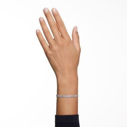 Matrix Tennis Armband, Rundschliff, Weiß, Rhodiniert
