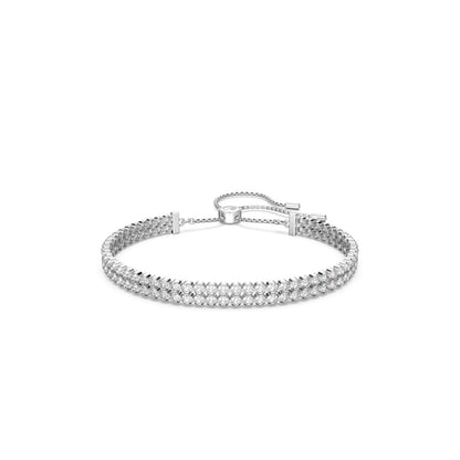 Matrix Tennis Armband, Rundschliff, Weiß, Rhodiniert