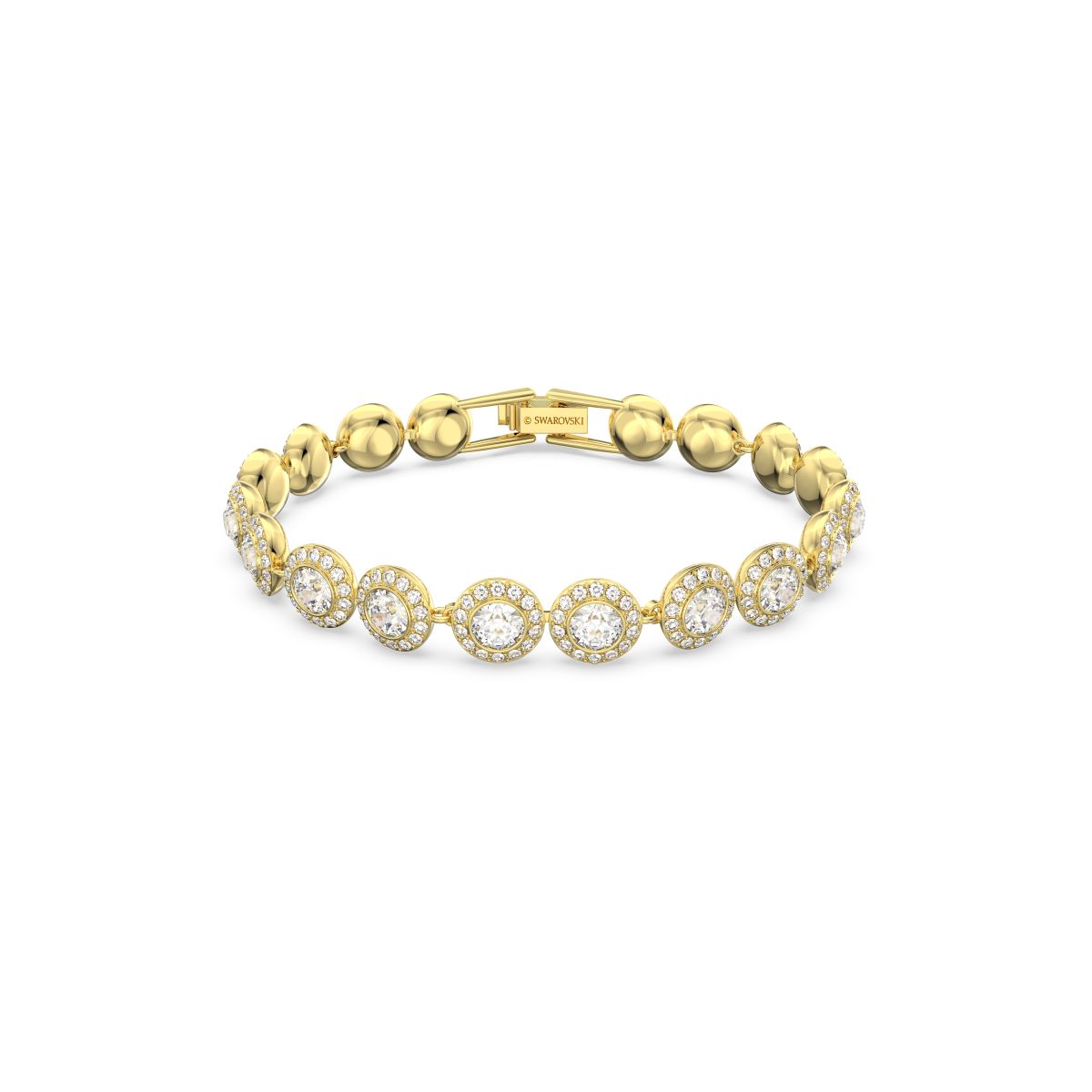 Una Angelic Tennis Armband, Rundschliff, Pavé, Mittel, Weiß, Goldlegierungsschicht