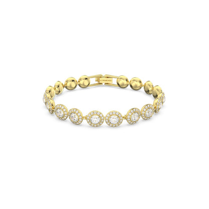 Una Angelic Tennis Armband, Rundschliff, Pavé, Mittel, Weiß, Goldlegierungsschicht