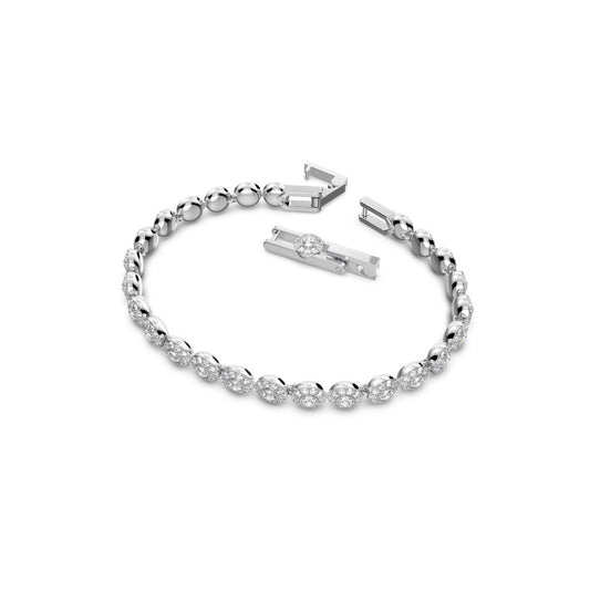 Una Angelic Tennis Armband, Rundschliff, Pavé, Klein, Weiß, Rhodiniert
