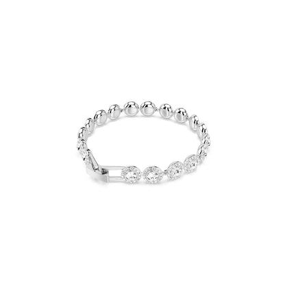 Una Armband, Rundschliff, Weiß, Rhodiniert